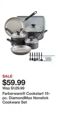 Kohl's Farberware Cookstart 15-pc. DiamondMax Nonstick Cookware Set offer