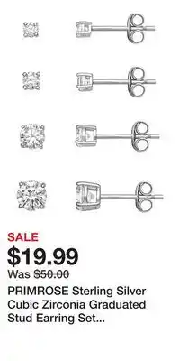 Kohl's PRIMROSE Sterling Silver Cubic Zirconia Graduated Stud Earring Set of 4 offer