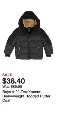 Kohl's Boys 4-20 ZeroXposur Heavyweight Hooded Puffer Coat offer
