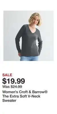 Kohl's Women's Croft & Barrow The Extra Soft V-Neck Sweater offer