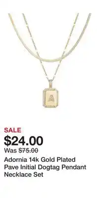 Kohl's Adornia 14k Gold Plated Pave Initial Dogtag Pendant Necklace Set offer