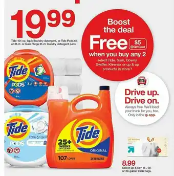 Target Tide 154-oz Liquid Laundry Detergent Or Tide Pods 61- Or 81-ct Or Gain Flings 81-ct Laundry Detergent Pacs offer