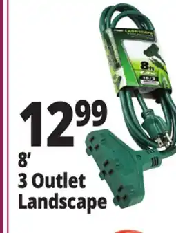 Ocean State Job Lot Prime Medium Duty 3 Outlet Landscape Extension Cord 8' offer