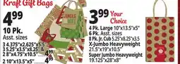 Ocean State Job Lot Kraft Christmas Gift Bags offer