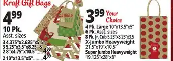 Ocean State Job Lot Kraft Christmas Gift Bags offer