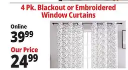 Ocean State Job Lot 4 Pk. Blackout or Embroidered Window Curtains offer