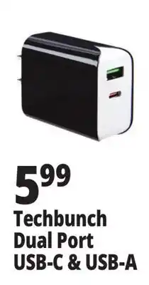 Ocean State Job Lot TechBunch Dual USB A+C Wall Charger offer