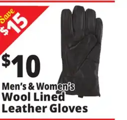 Ocean State Job Lot Men's & Women's Wool Lined Leather Gloves offer