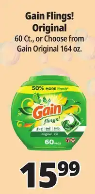 Ocean State Job Lot Gain Flings Oxi Boost and Febreze Original Scent Laundry Detergent Pacs 60 Count offer