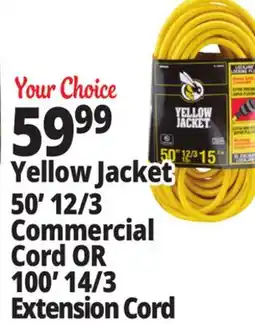Ocean State Job Lot Yellow Jacket 50' 12/3 Commercial Cord OR 100' 14/3 Extension Cord offer