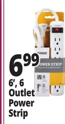 Ocean State Job Lot Prime 6 Outlet Power Strip 3' offer