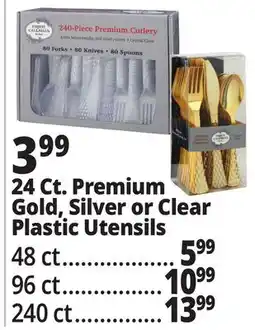 Ocean State Job Lot 24 Ct. Premium Gold, Silver or Clear Plastic Utensils offer