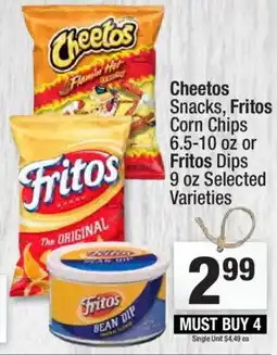 Super King Markets Cheetos snacks, fritos corn chips or fritos dips offer