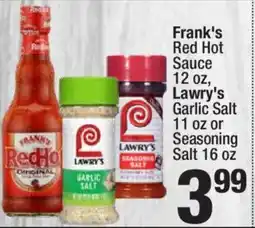 Super King Markets Frank's red hot sauce, lawry's garlic salt or seasoning salt offer