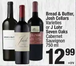 Super King Markets Bread & Butter, Josh Cellars Varieties or J Lohr Seven Oaks cabernet sauvignon offer
