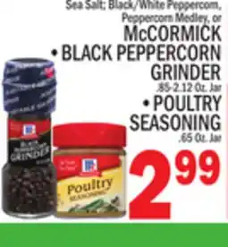 C Town McCORMICK BLACK PEPPERCORN GRINDER .85-2.12 Oz. Jar, POULTRY SEASONING .65 Oz. Jar offer