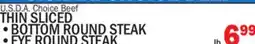 C Town THIN SLICED BOTTOM ROUND STEAK, EYE ROUND STEAK offer