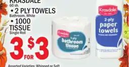 C Town KRASDALE 2 PLY TOWELS, 1000 TISSUE offer