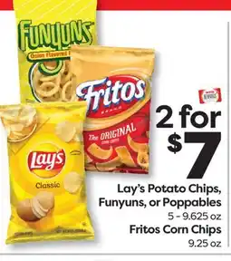 Weis Markets Lay's Potato Chips, Funyuns, or Poppables 5-9.625 oz Fritos Corn Chips 9.25 oz offer