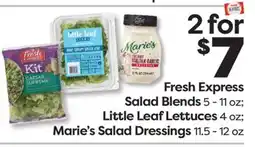 Weis Markets Fresh Express Salad Blends 5-11 oz Little Leaf Lettuces 4 oz Marie's Salad Dressings 11.5-12 oz offer