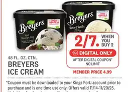 Kings Food Markets BREYERS ICE CREAM offer