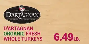 Kings Food Markets D'ARTAGNAN ORGANIC FRESH WHOLE TURKEYS offer