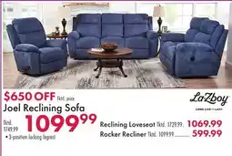 Boscov's Joel Reclining Sofa offer