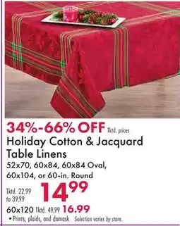 Boscov's Holiday Cotton & Jacquard Table Linens offer