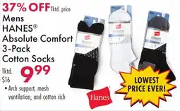 Boscov's Mens HANES Absolute Comfort 3-Pack Cotton Socks offer