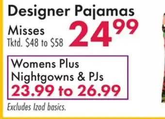 Boscov's Designer Pajamas offer