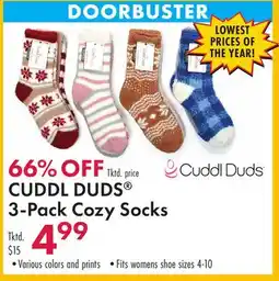 Boscov's CUDDL DUDS 3-Pack Cozy Socks offer