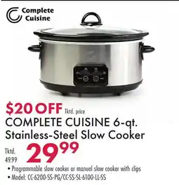 Boscov's COMPLETE CUISINE 6-qt. Stainless-Steel Slow Cooker offer