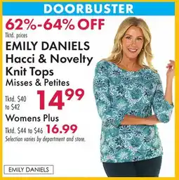 Boscov's EMILY DANIELS Hacci & Novelty Knit Tops offer