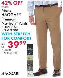 Boscov's Mens HAGGAR Premium No-Iron Pants offer