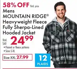 Boscov's Mens MOUNTAIN RIDGE Heavyweight Fleece Fully Sherpa-Lined Hooded Jacket offer