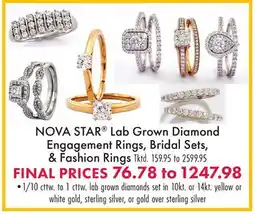 Boscov's NOVA STAR Lab Grown Diamond Engagement Rings, Bridal Sets, & Fashion Rings offer
