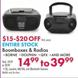 Boscov's ENTIRE STOCK Boomboxes & Radios offer
