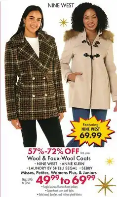 Boscov's Wool & Faux-Wool Coats offer
