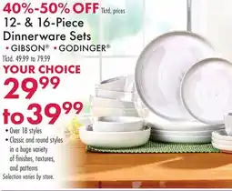 Boscov's 12-& 16-Piece Dinnerware Sets offer