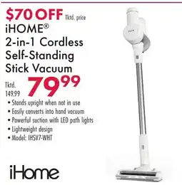 Boscov's iHOME 2-in-1 Cordless Self-Standing Stick Vacuum offer