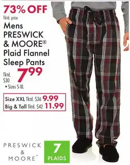 Boscov's Mens PRESWICK & MOORE Plaid Flannel Sleep Pants offer
