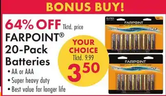 Boscov's FARPOINT 20-Pack Batteries offer