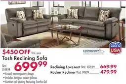 Boscov's Tosh Reclining Sofa offer
