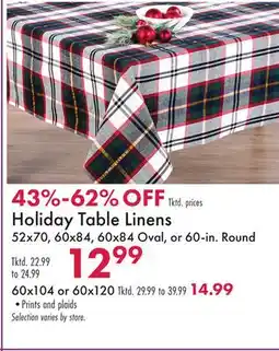 Boscov's Holiday Table Linens offer