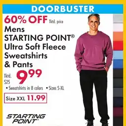 Boscov's Mens STARTING POINT Ultra Soft Fleece Sweatshirts & Pants offer