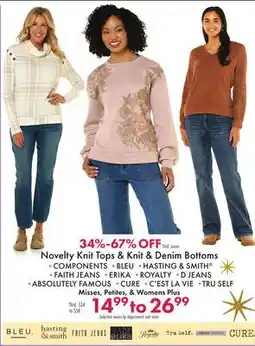 Boscov's Novelty Knit Tops & Knit & Denim Bottoms offer