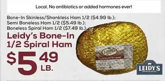 DeCicco & Sons Leidy's Bone-In 1/2 Spiral Ham offer
