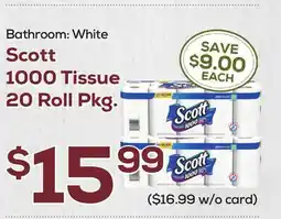 DeCicco & Sons Scott 1000 Tissue 20 Roll Pkg offer