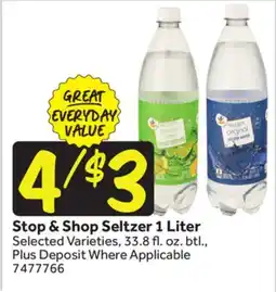 Stop&Shop Stop & Shop Seltzer 1 Liter offer