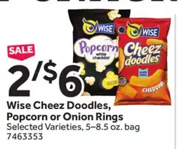 Stop&Shop Wise Cheez Doodles, Popcorn or Onion Rings offer